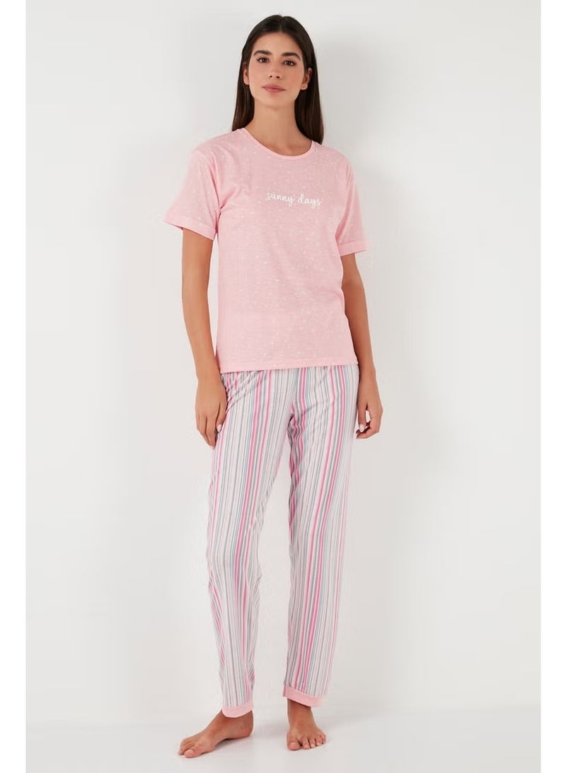 Lela Regular Fit Crew Neck Short Sleeve Pajama Set Women's Pajama Set 65790130 - Image 2